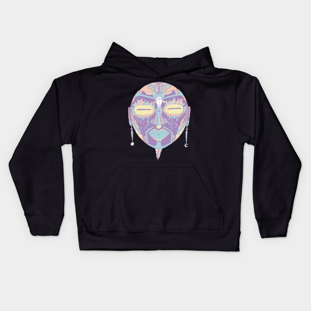 Retro Blend African Mask 2 Kids Hoodie by kenallouis